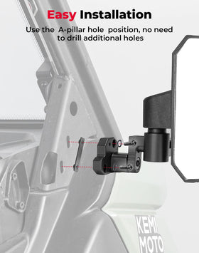 KEMIMOTO mirror on Defender in trail setting enhancing driver awareness