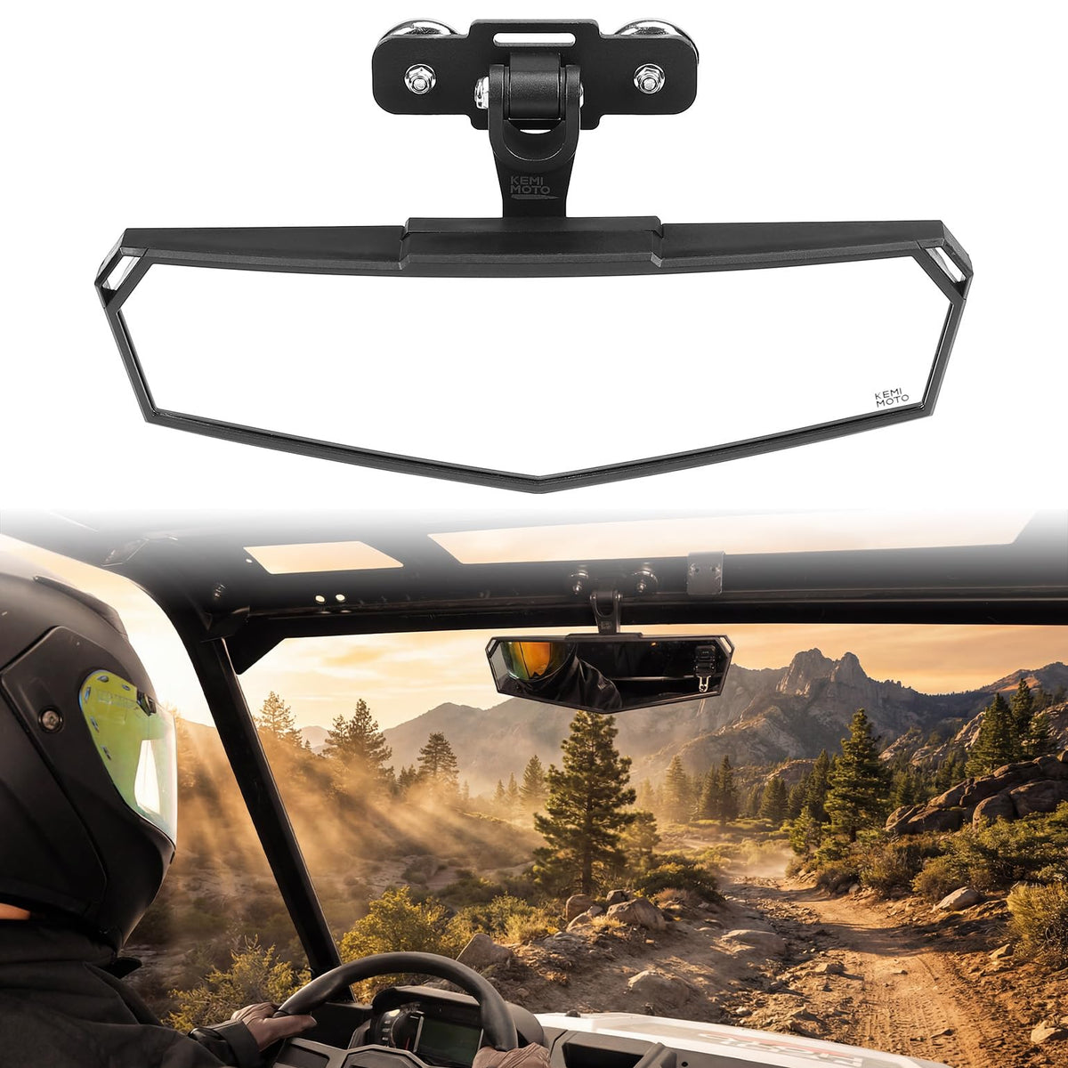 KEMIMOTO front view of mirror showing wide-angle reflection benefit