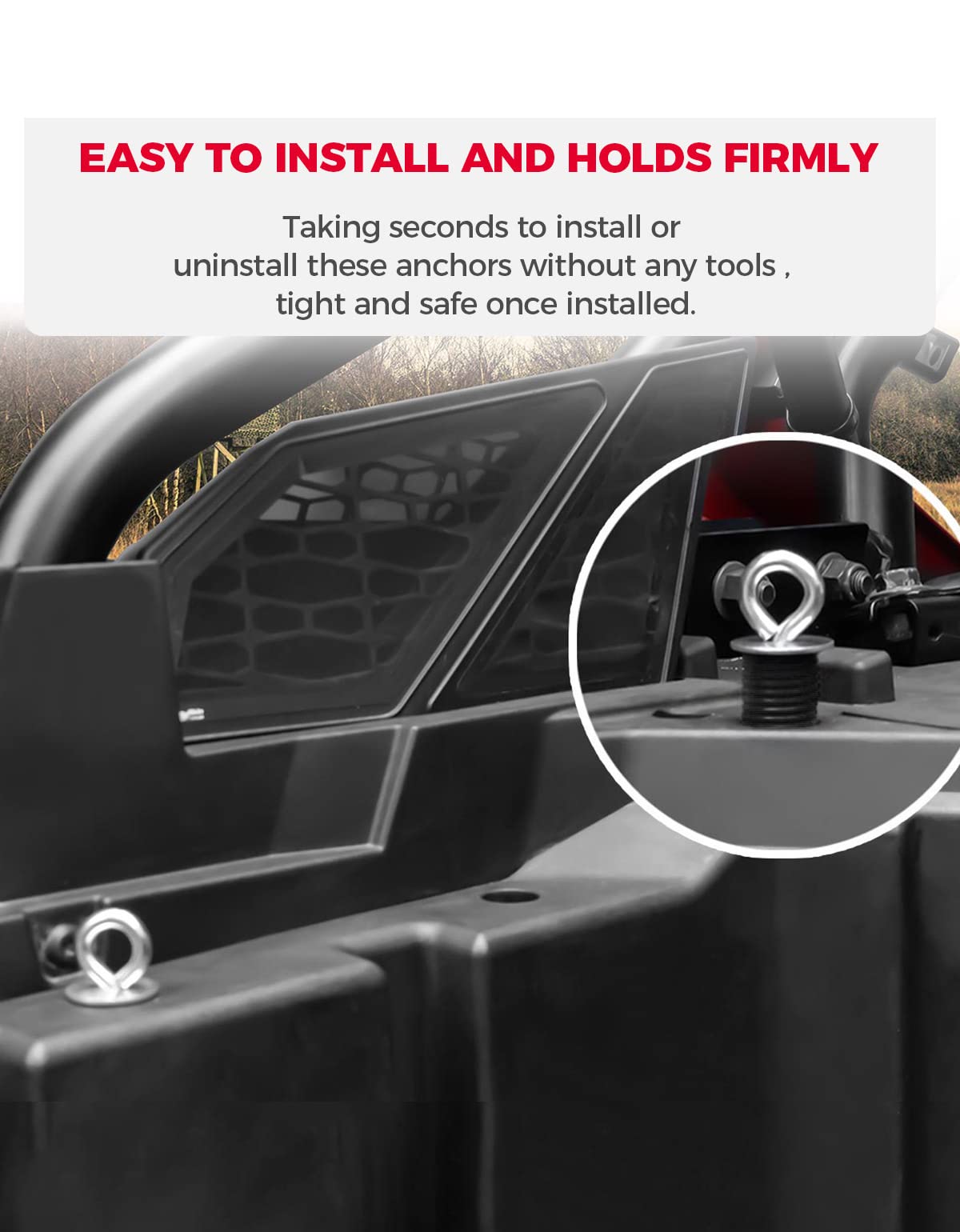 KEMIMOTO metal eyebolt and ring detail showing durable attachment point for straps