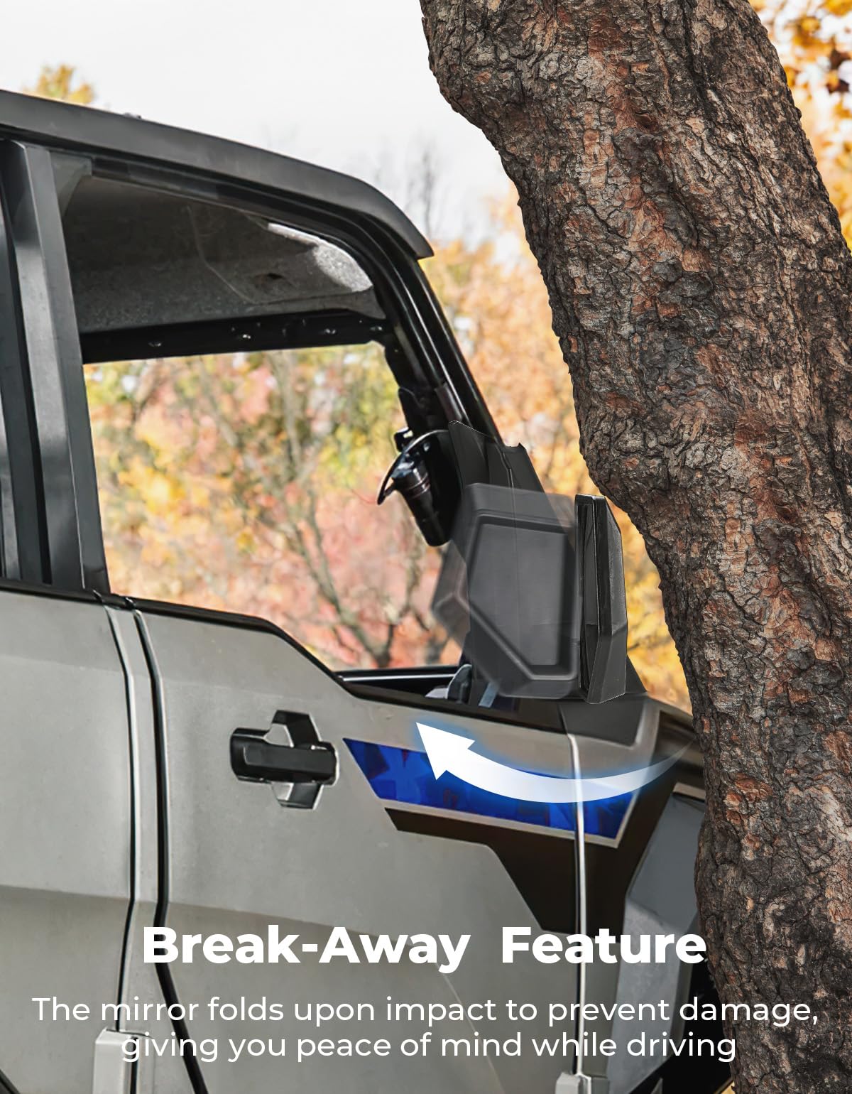 KEMIMOTO hinge detail illustrating break-away protection benefit