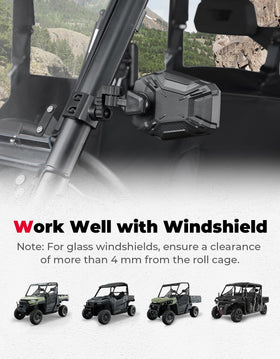 KEMIMOTO close-up of mirror face with splash-proof lens for clearer sightlines