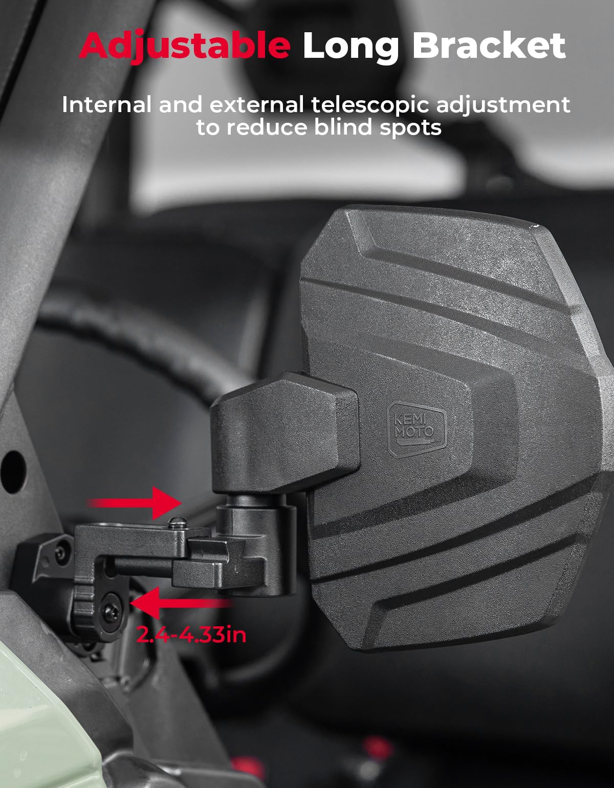 KEMIMOTO mirror folded inward to protect from impacts and scrapes