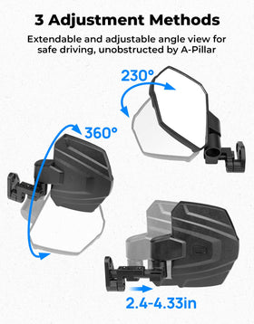 KEMIMOTO foldable break-away mirror pivoting inward to prevent damage