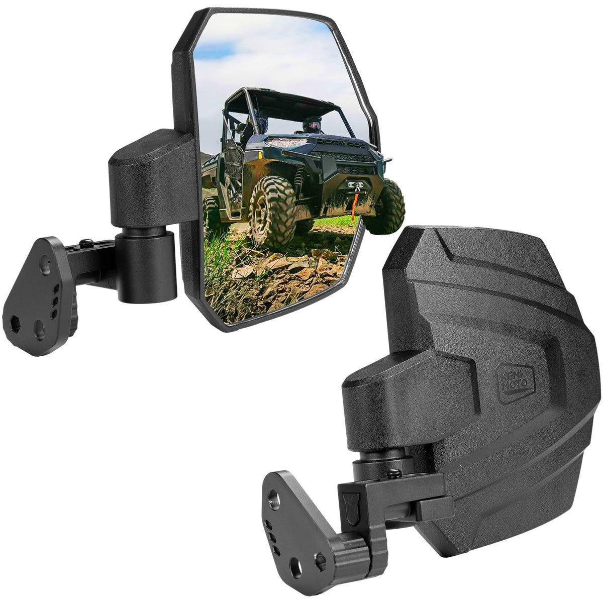 KEMIMOTO front view mirror showing wide glass and improved visibility
