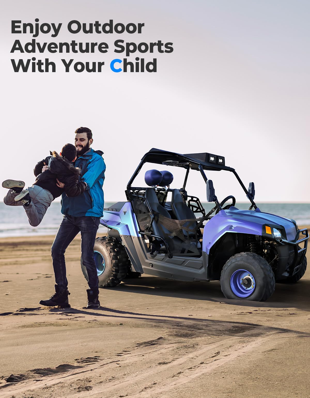 KEMIMOTO mirror mounted on youth UTV demonstrating improved rear awareness