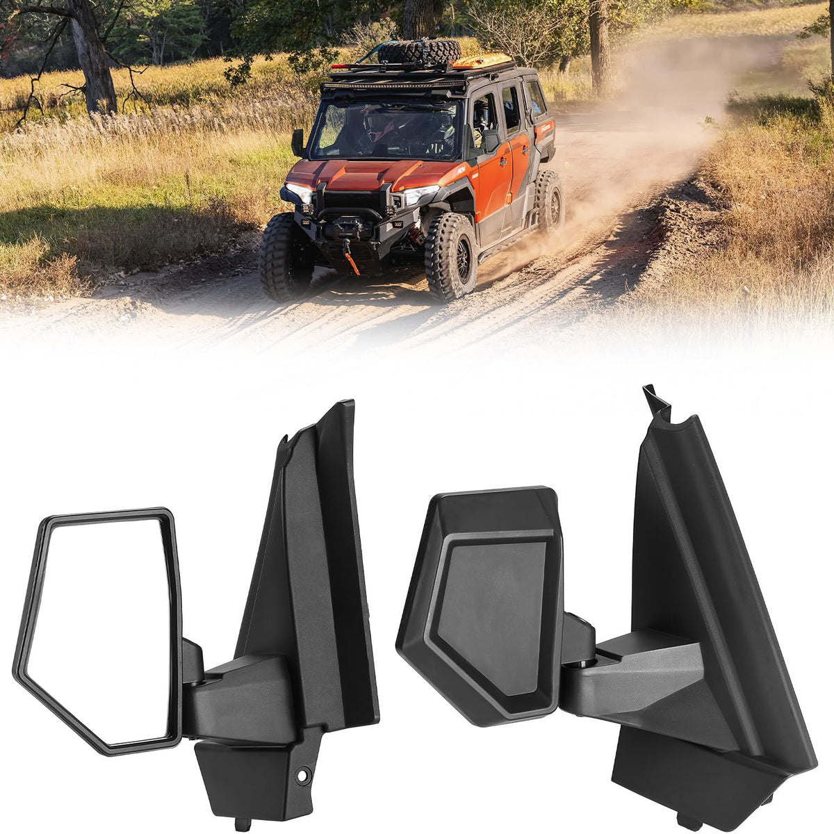 KEMIMOTO mirror on trail demonstrating improved safety and visibility