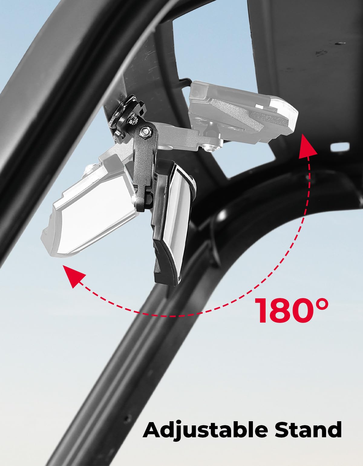 KEMIMOTO mirror mounted on golf cart illustrating improved rear visibility