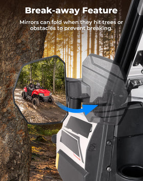 KEMIMOTO mirror mounted on Polaris Ranger showing increased side view