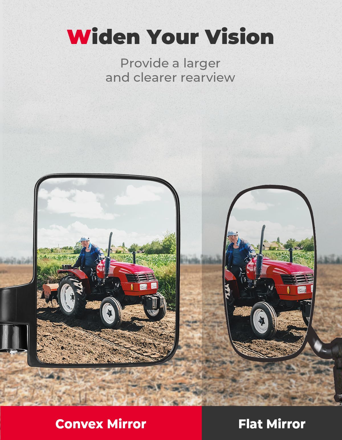 KEMIMOTO mirror installed on zero-turn mower increasing safety while mowing