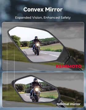 KEMIMOTO mirror mounted on scooter in use improving rider awareness