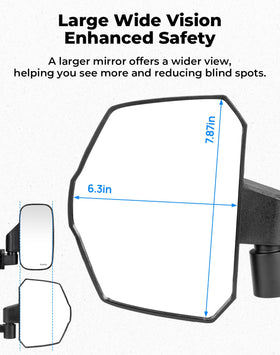 KEMIMOTO mirror next to ruler showing larger surface for better coverage