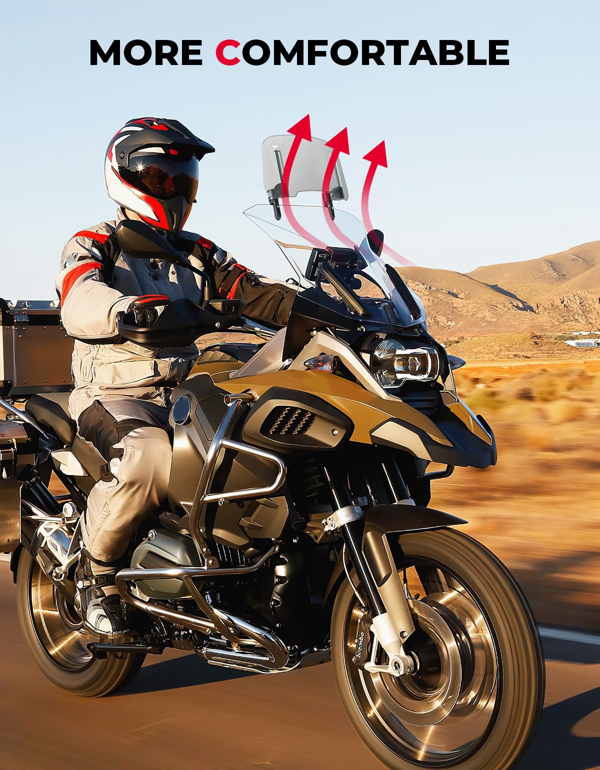 KEMIMOTO mounted in-use on highway reducing helmet buffeting