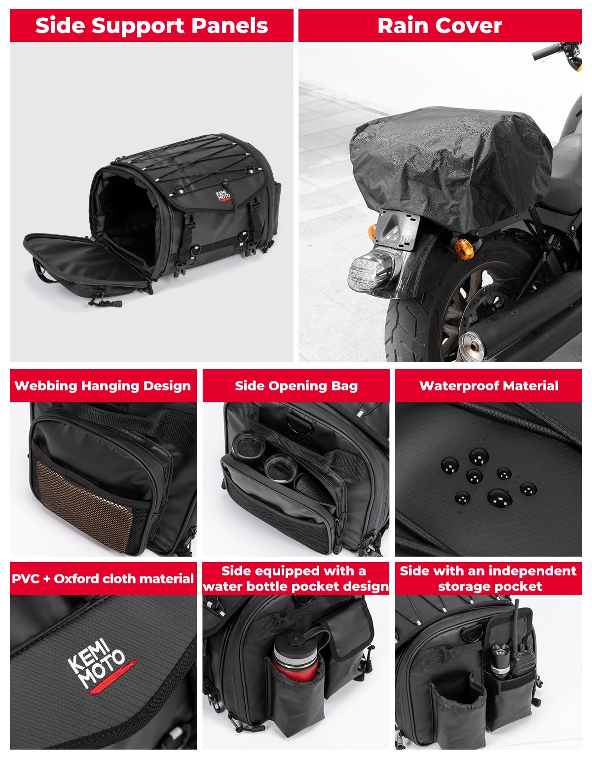 KEMIMOTO mounted on adventure bike illustrating stable attachment and riding safety
