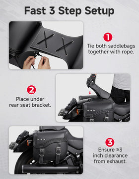 KEMIMOTO saddlebags mounted on cruiser rear offering secure storage