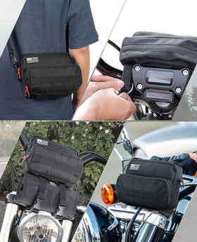 KEMIMOTO mounted on handlebar secures essentials for easy access