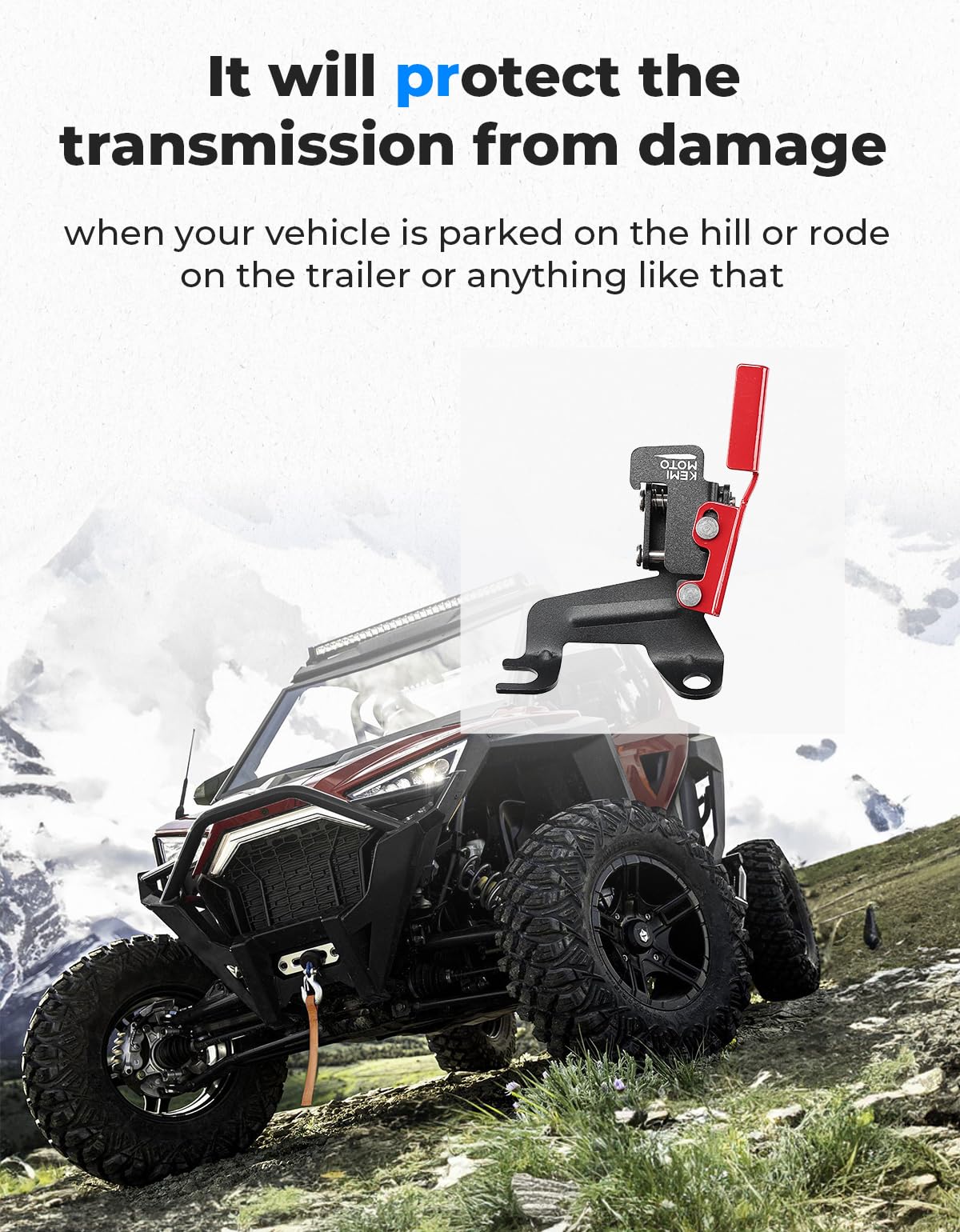 KEMIMOTO mounted on a Polaris RZR side view for compatibility assurance