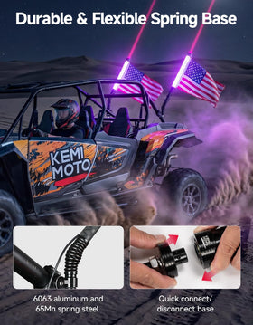 KEMIMOTO mounted on UTV demonstrating improved visibility and style on trail