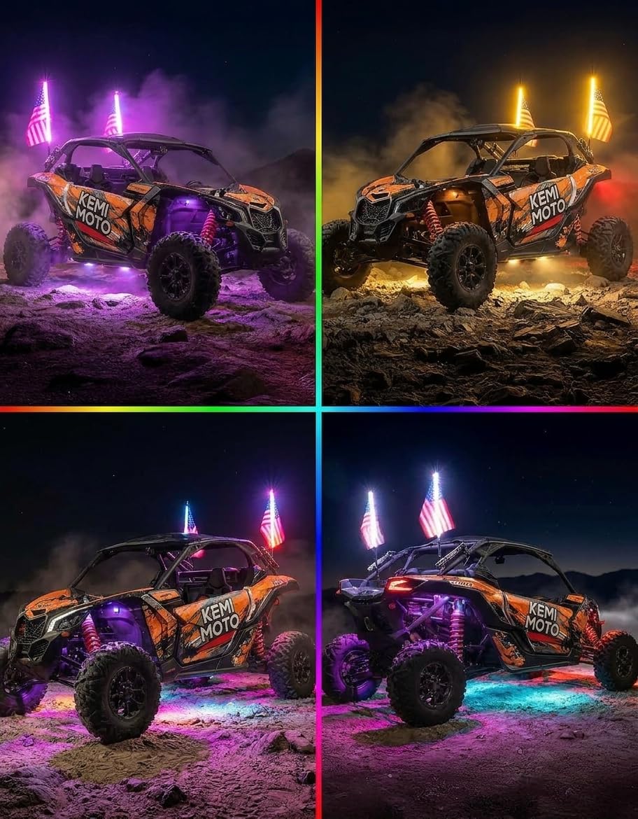 KEMIMOTO night ride with full halo lighting for safety and style
