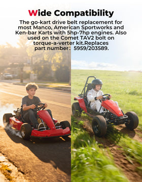 KEMIMOTO on an off-road go-kart showing durable belt performance in terrain