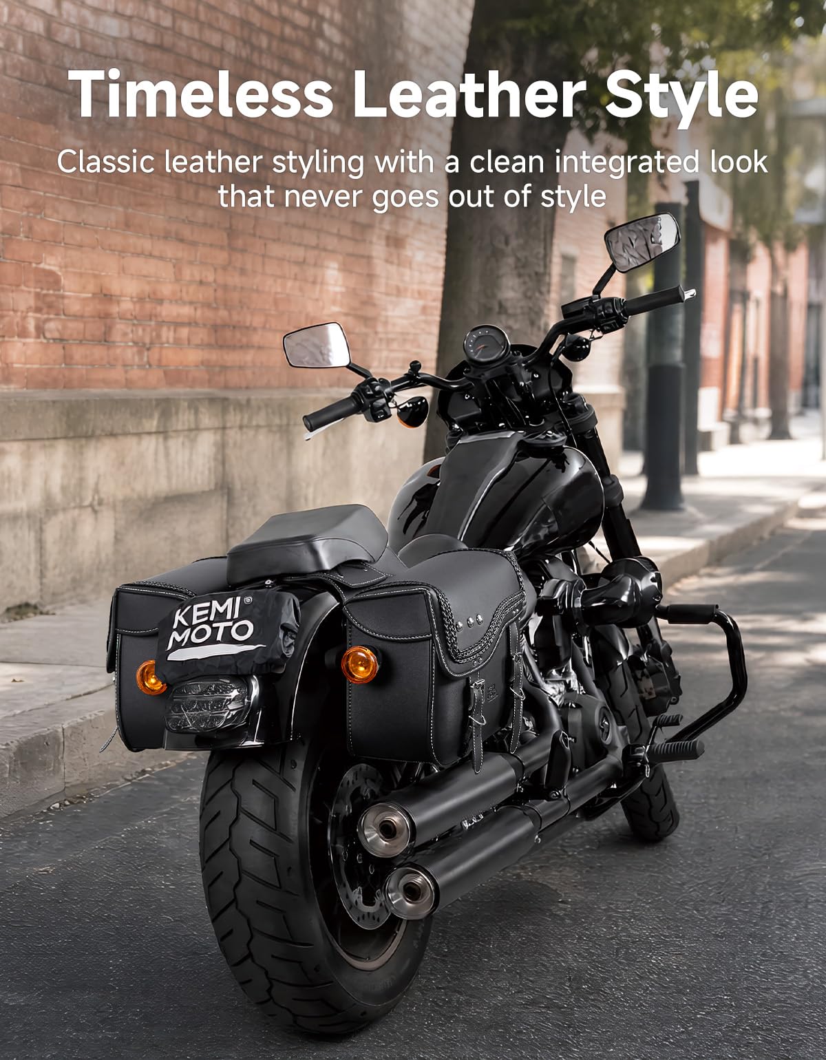 KEMIMOTO open saddlebag interior with organized items for ride readiness