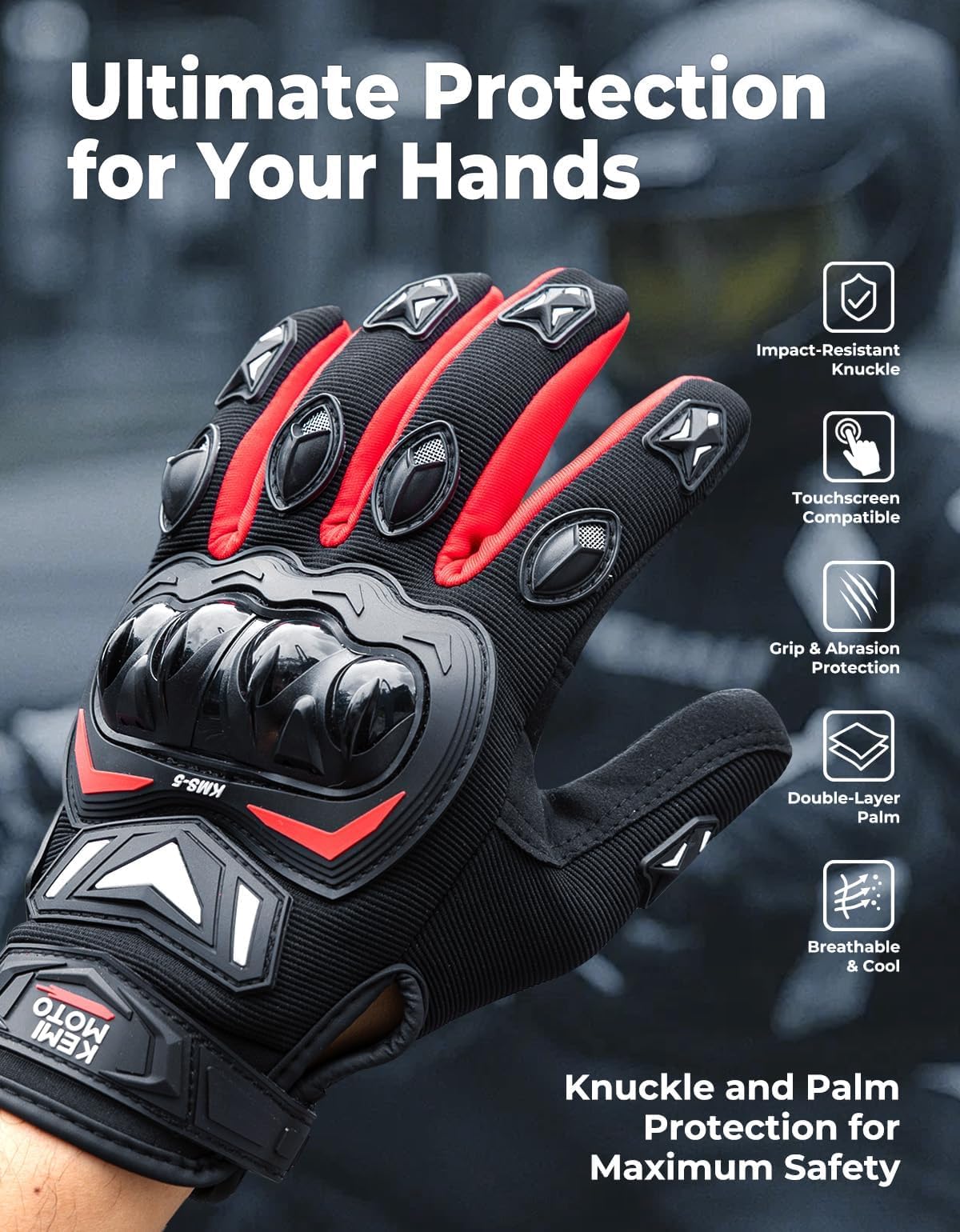 KEMIMOTO close-up of abrasion-resistant palm, enhanced grip and longevity benefit