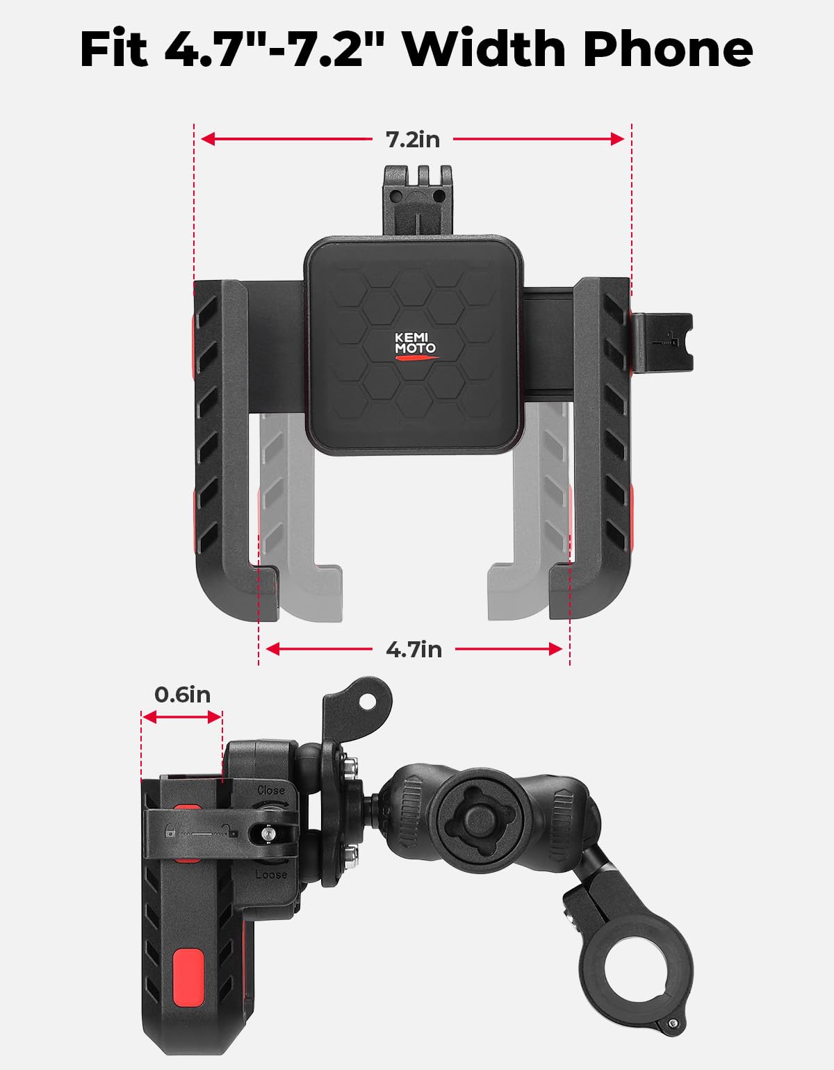 KEMIMOTO phone shown portrait and landscape for versatile viewing benefit