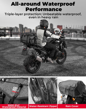 KEMIMOTO rain cover installed protecting contents from heavy moisture