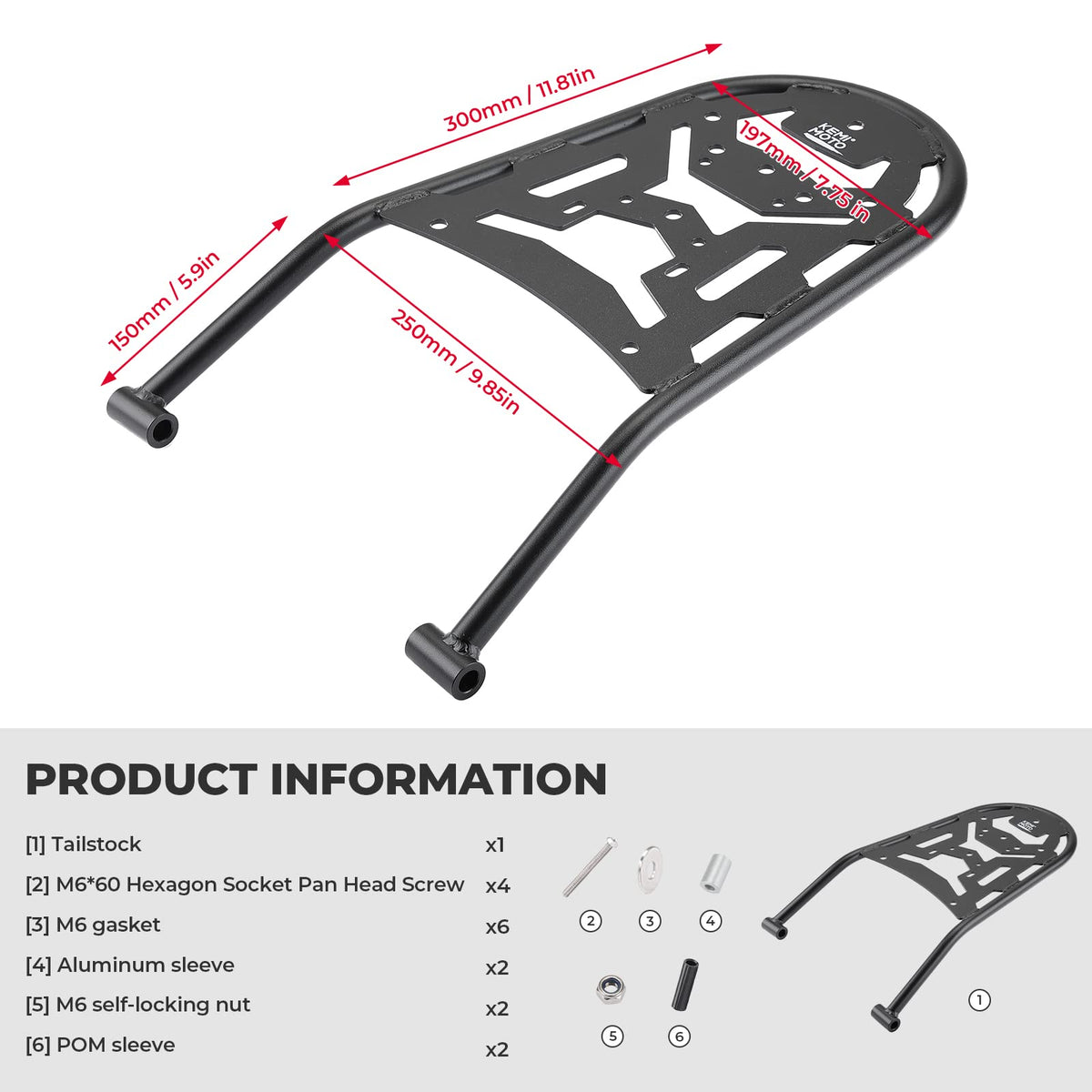 KEMIMOTO rear rack powder-coat texture close-up resisting scratches and corrosion