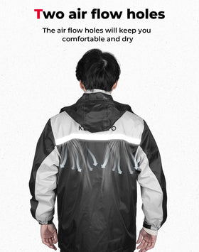KEMIMOTO reflective strips on jacket enhancing nighttime visibility and safety