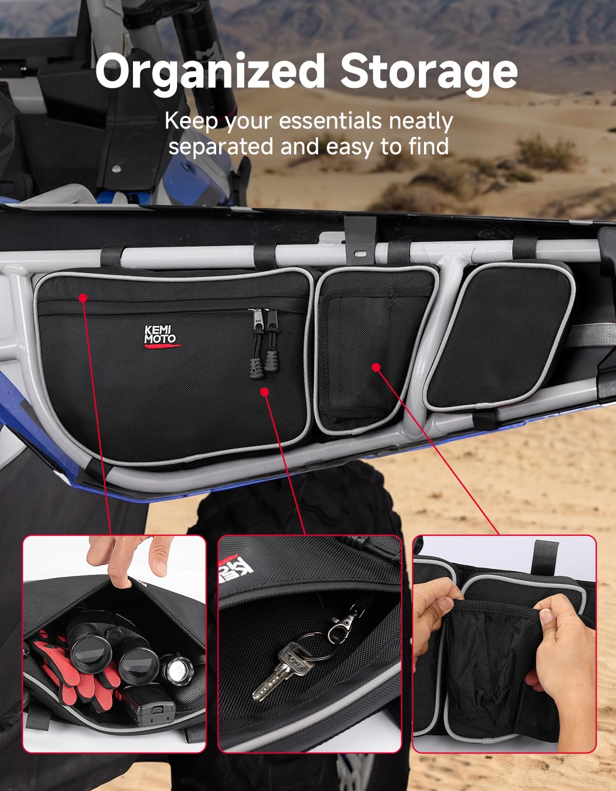 KEMIMOTO removable knee pad detail showing comfort option