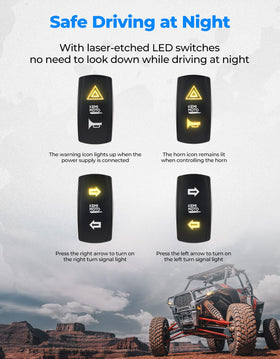 KEMIMOTO rocker switch panel lit showing intuitive controls and night visibility