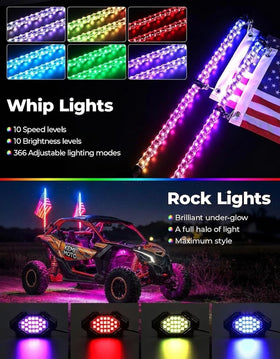 KEMIMOTO rock lights illuminating underbody for improved terrain visibility