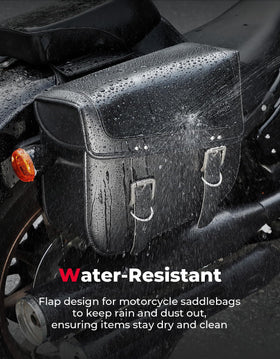 KEMIMOTO saddlebags installed on cruiser demonstrating secure fit and function
