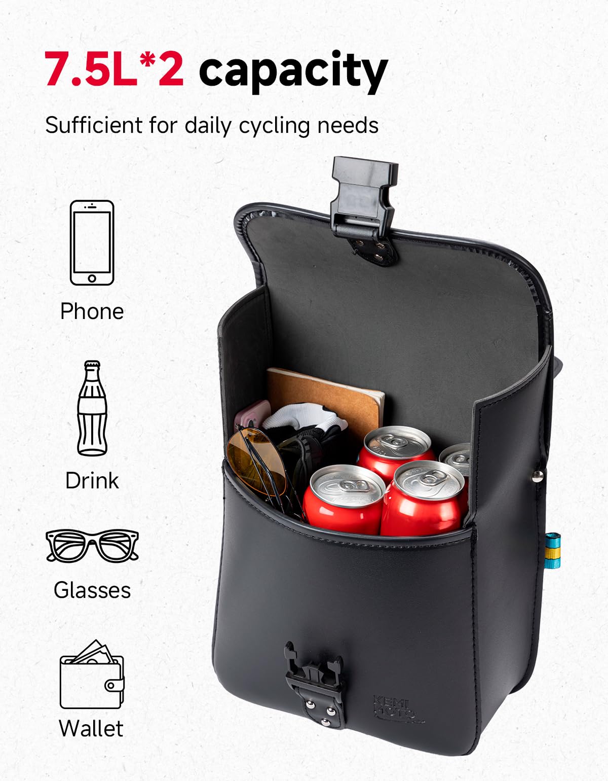 KEMIMOTO lock and quick-release buckle detail showing security and fast access