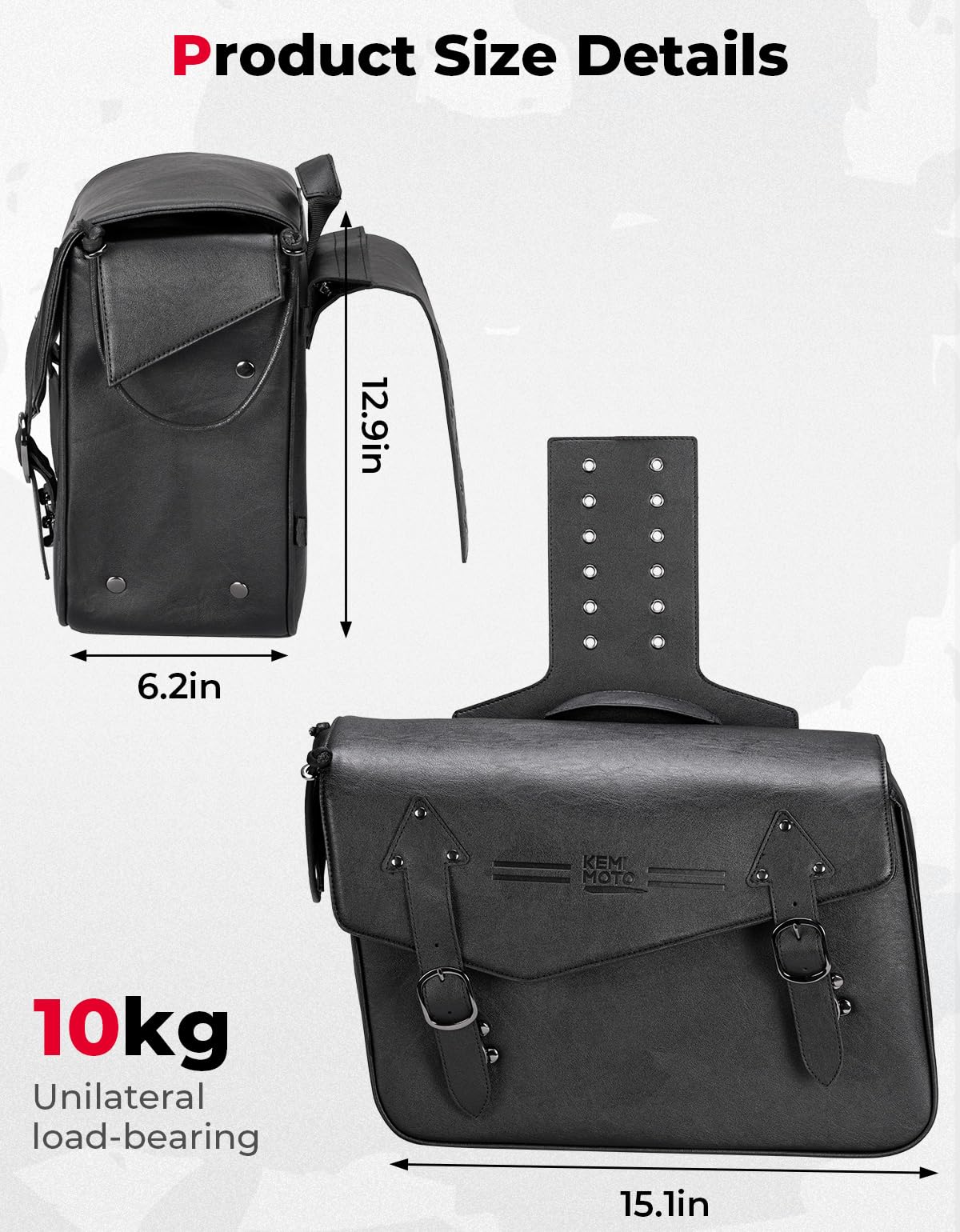 KEMIMOTO saddlebags beside helmet showing relative size and capacity