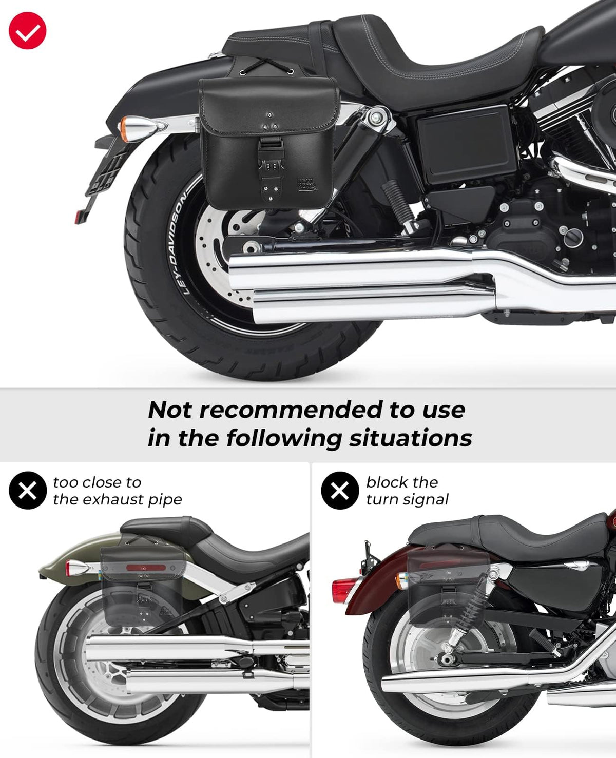 KEMIMOTO size comparison with helmet showing 7.5L per side capacity advantage