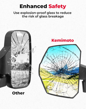 KEMIMOTO mirror next to ruler showing correct scale on Defender door