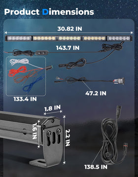 KEMIMOTO light bar beside ruler showing 30-inch scale for accurate sizing