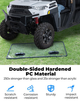 KEMIMOTO windshield held by hand showing thickness and scale
