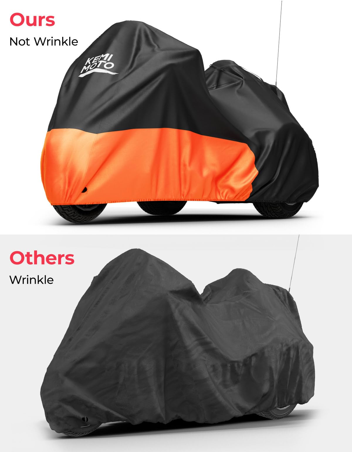 KEMIMOTO cover beside helmet for scale showing full-size fit reference