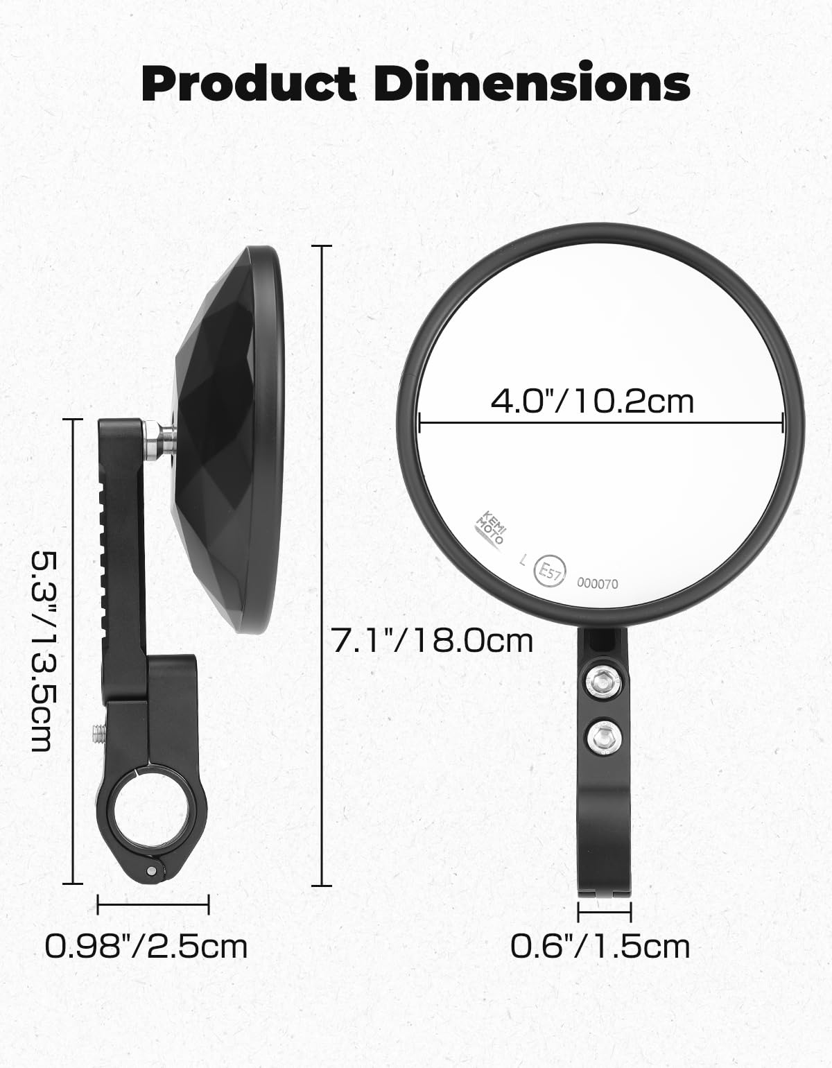 KEMIMOTO next to ruler showing 7.1" length for clearance planning