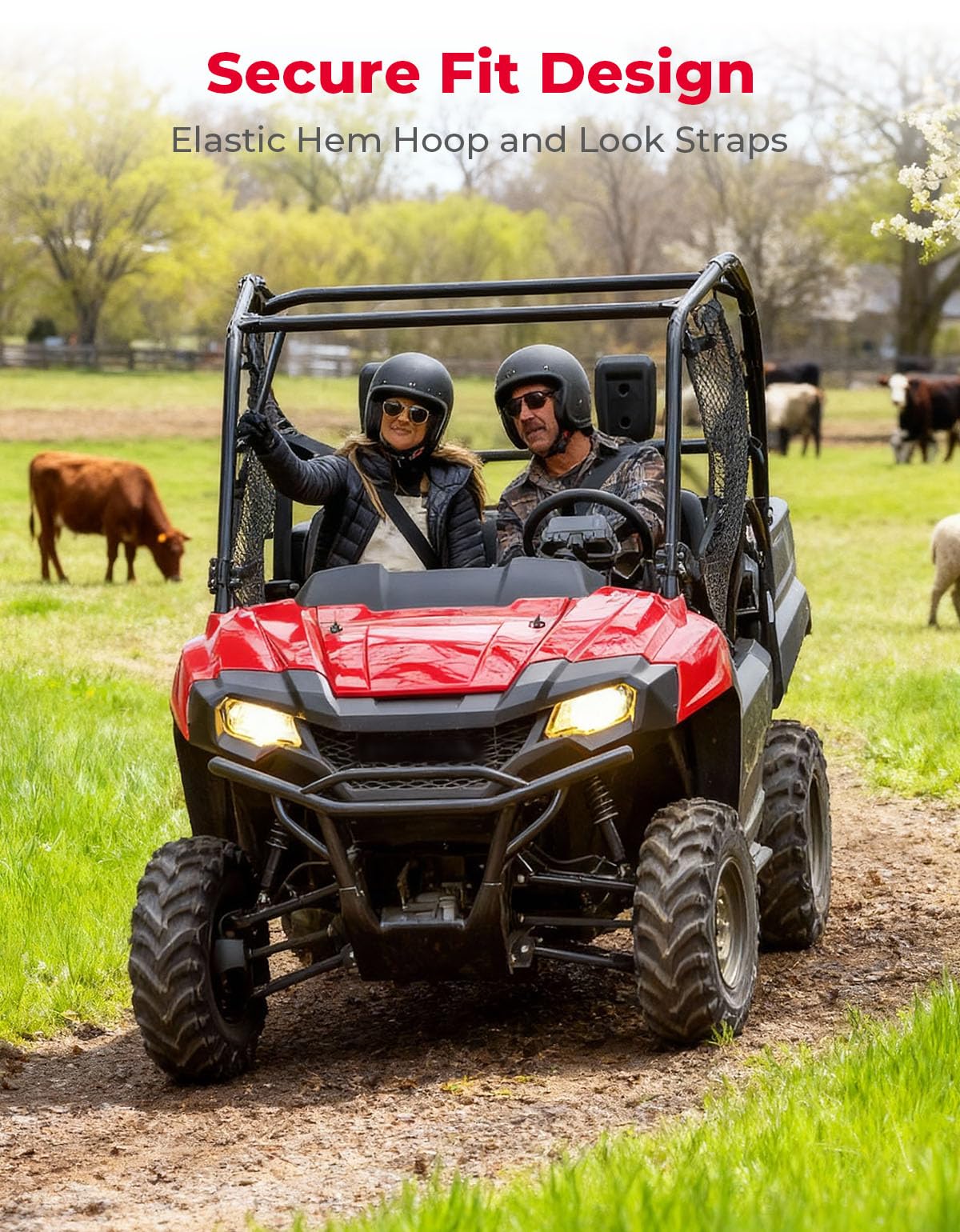 KEMIMOTO seat cover on trail ride demonstrating weather protection