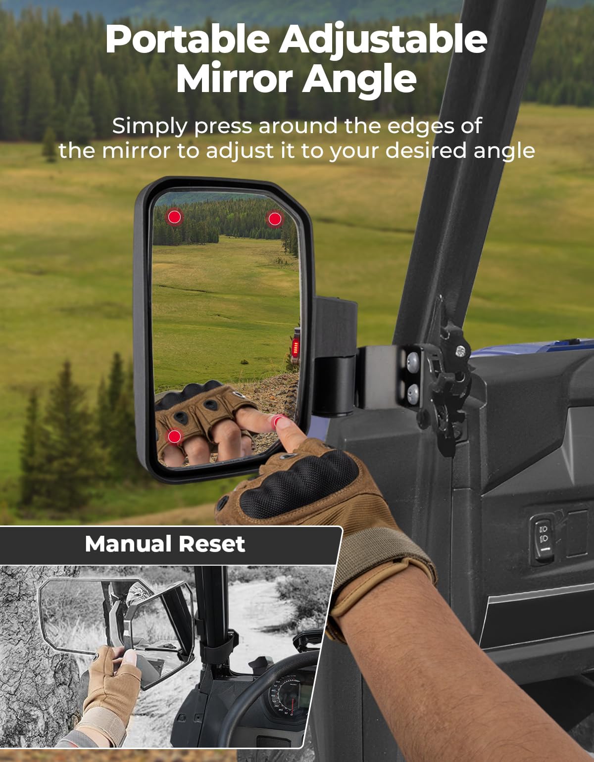 KEMIMOTO thick shatterproof mirror glass detail for clearer rearview