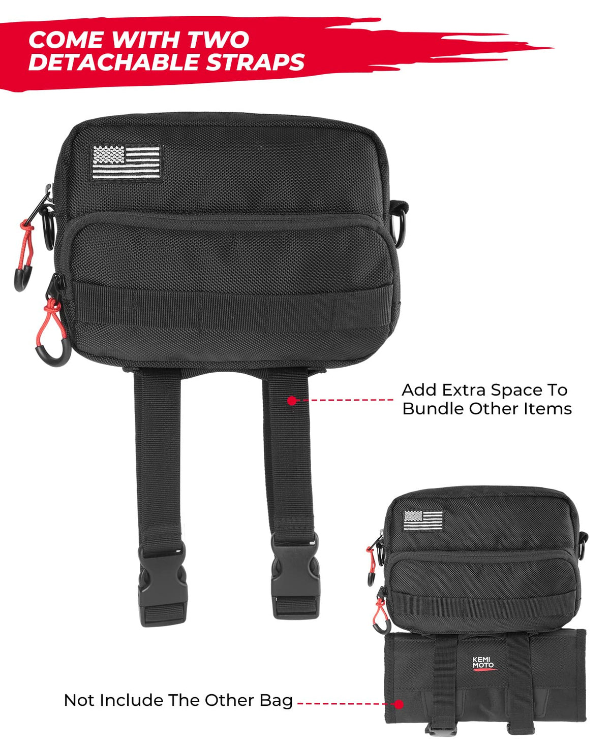 KEMIMOTO shoulder strap in use converts bag for off-bike carry