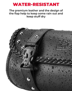 KEMIMOTO side flap detail displaying secure closure and water protection benefit