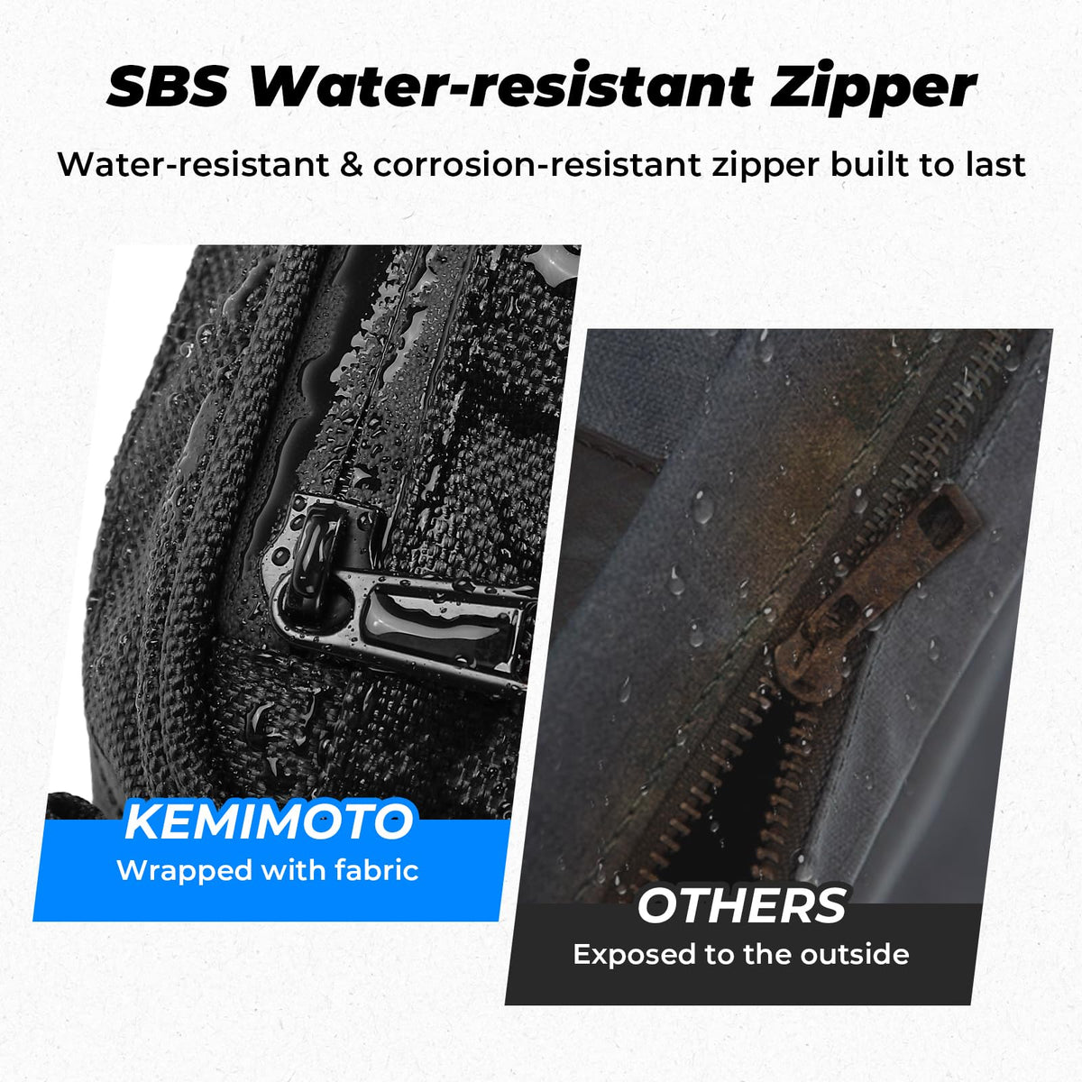 KEMIMOTO interior mesh side pocket displaying organized, slip-resistant storage