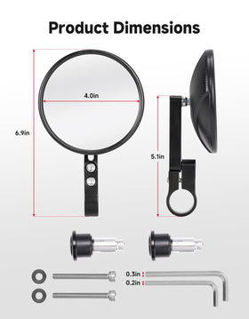 KEMIMOTO side profile of mirror angled outward to reduce blind spots and reflect traffic