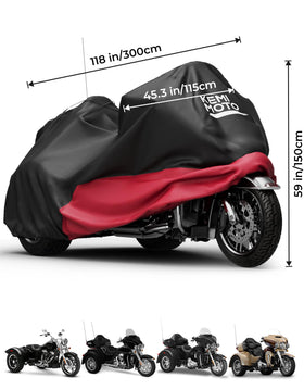 KEMIMOTO cover size comparison with person, demonstrates full trike coverage