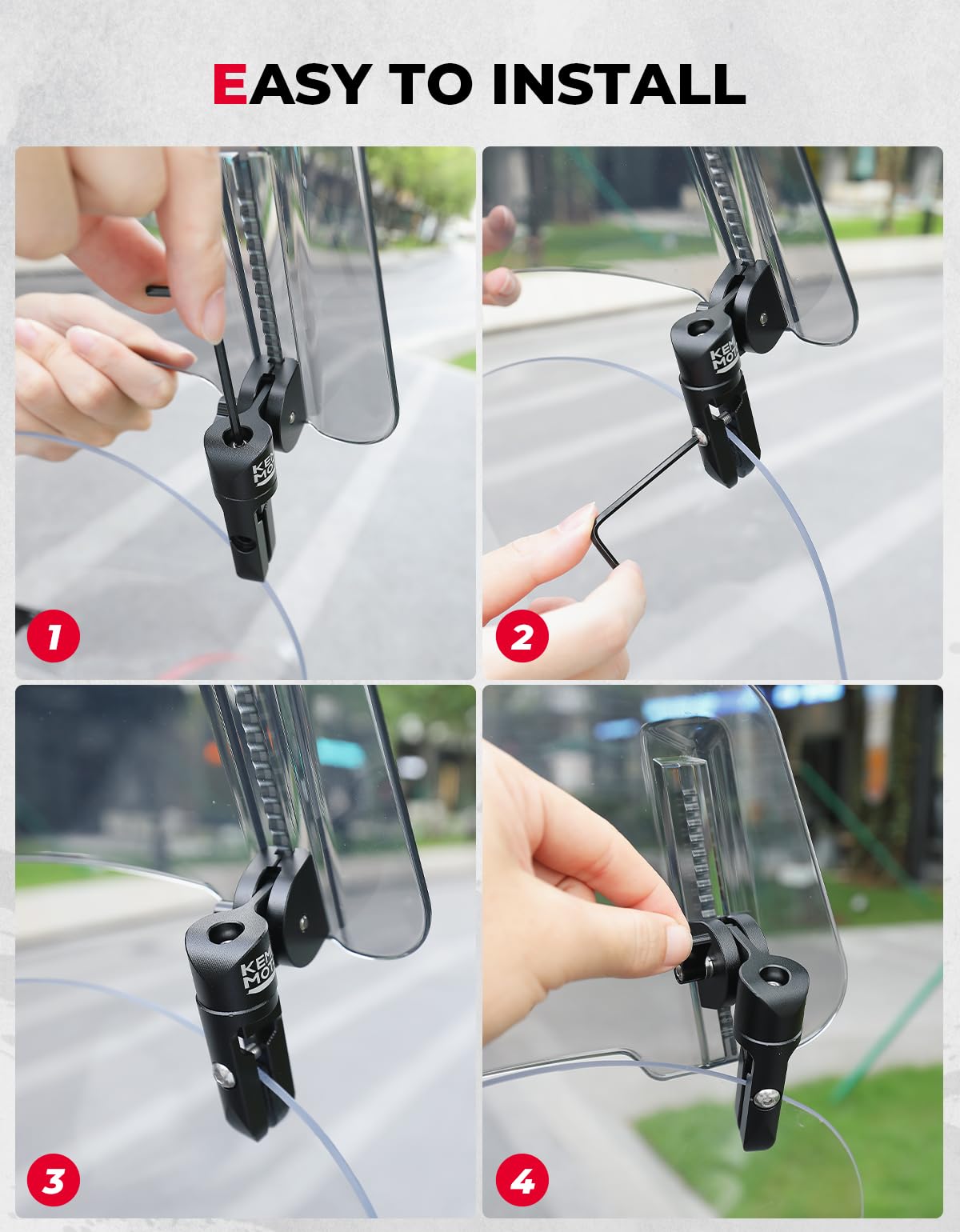 KEMIMOTO size comparison with hand showing compact, easy-to-install design
