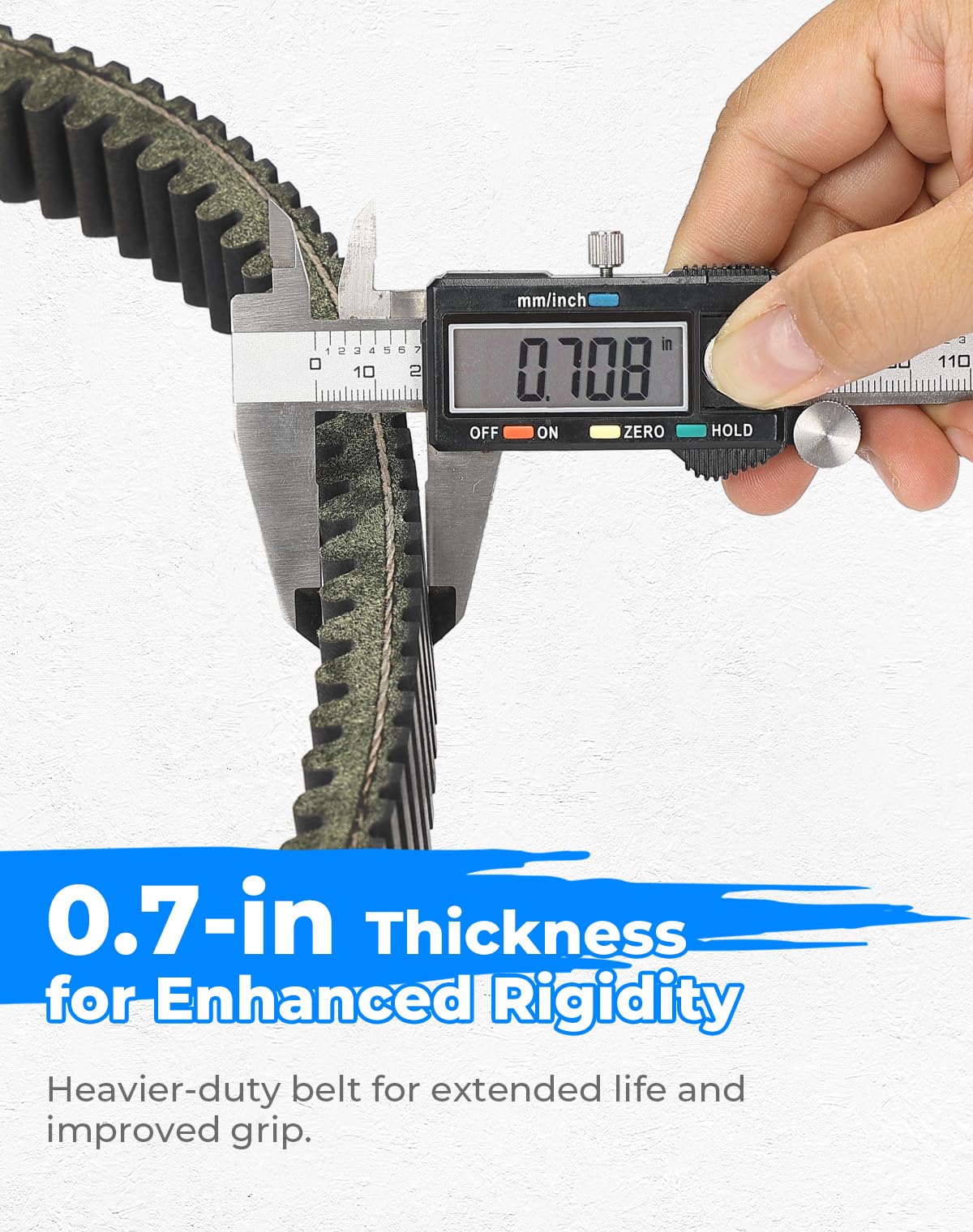 KEMIMOTO belt next to ruler illustrating correct size and fit benefit